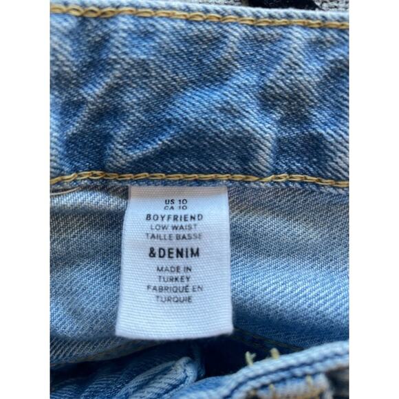 H&M &Denim Boyfriend Low Waist Tapered Leg Distressed Jeans Womens Sz 10 - Picture 4 of 5